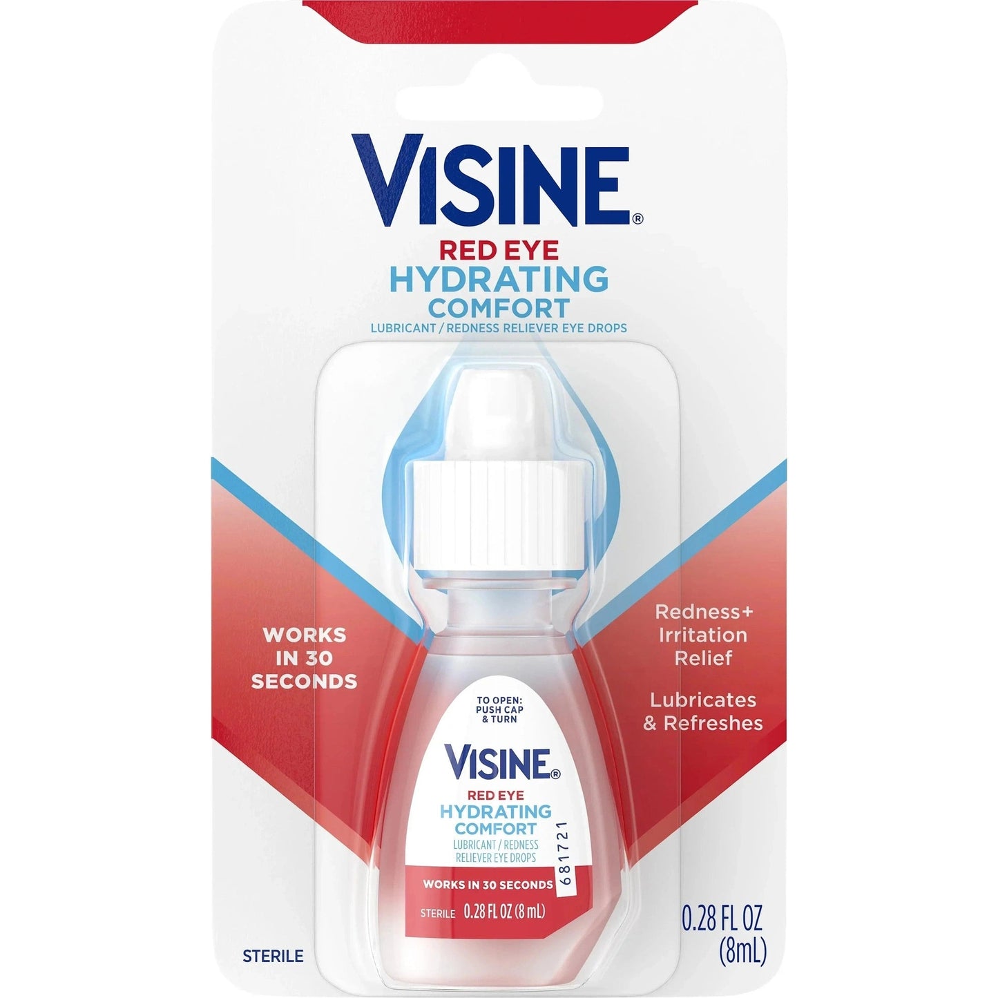 Visine Red Eye Hydrating Comfort Redness Relief and Lubricant Eye Drops to Help Moisturize and Relieve Red Eyes Due to Minor Eye Irritations Fast, Tetrahydrozoline HCl, 0.28 fl. oz