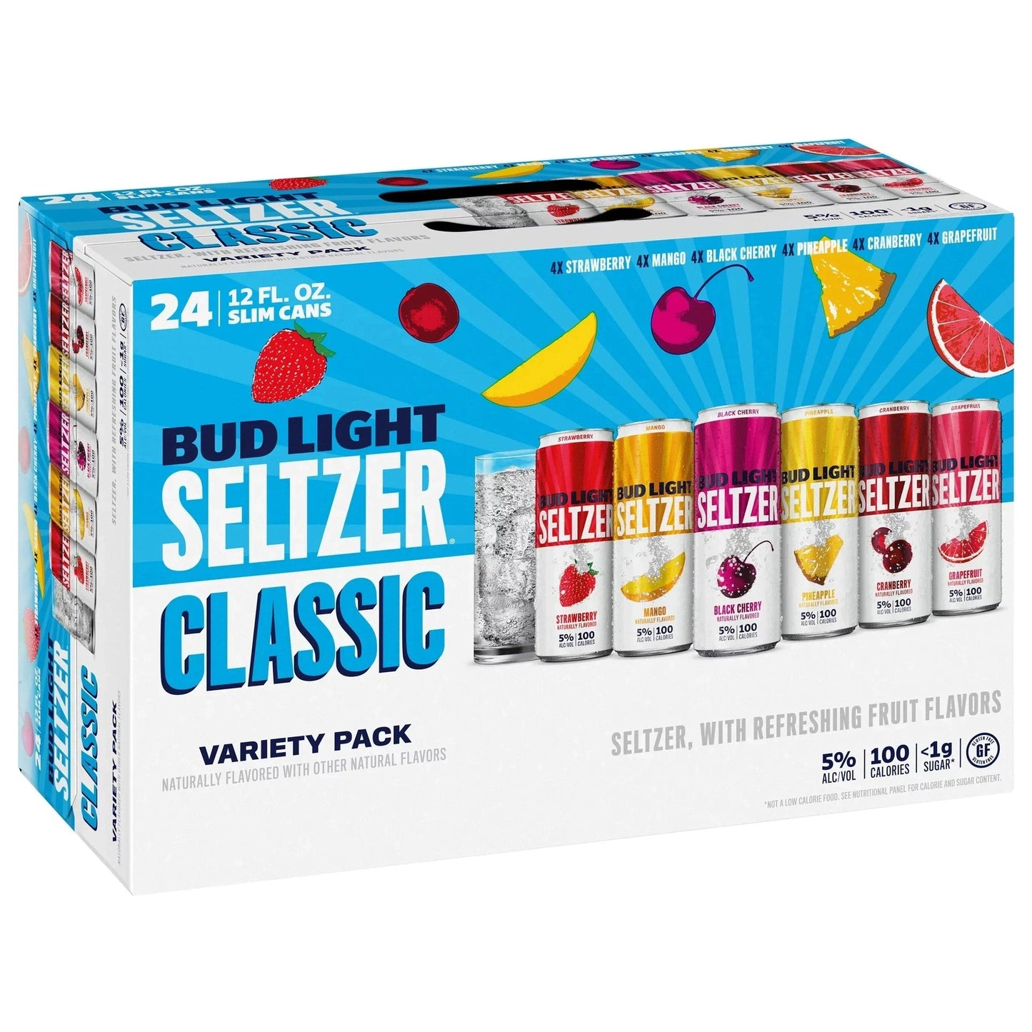 Bud Light Black Cherry, Lemon Lime, Strawberry & Mango Seltzer Variety Pack Lemon Lime Can